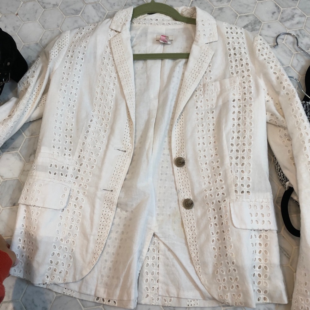 White eyelet blazer from J crew